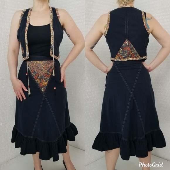 1970s Young Edwardian hippie vest & skirt - Picture 2 of 16